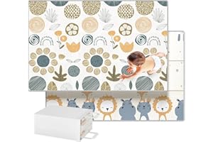 Ugozee Baby Play Mat Foldable-79" x51"x0.4" Double-Sided Playpen Mat for Kids, Waterproof Activity Playmat, Non-Slip Crawling Mat
