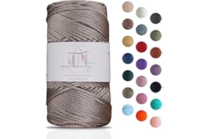 Makromecity, Polyester Macrame Cord 2mm x 125 Yards (375 feet) 2mm Polypropylene Macrame Cord Crochet Macrame Bag Cord Crafts for Wall Hangings, Bags, Underplate, Rug (1, Mink)
