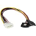 StarTech.com 12in LP4 to 2x Latching SATA Power Y Cable Splitter Adapter - 4 Pin LP4 to Dual SATA Y Splitter (PYO2LP4LSATA)