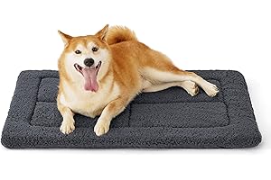 BEDSURE waschbar Hundematte Mittelgroße Hunde - 89x56 cm Hundekissen mittelgroße Hunde mit hochdichter Schaumstofffüllung, Sherpa-Plüsch waschbar Hundematratze, dunkelgrau