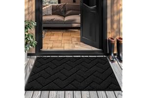 Biscpro Tapis de Porte Paillasson d'Entree Interieur et Extérieur Tapis Antidérapant et Absorbant, Lavable, pour Chambre, Cuisine, Couloir (Noir, 50 x 80 cm)