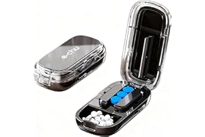 AVIGERS Tablettenteiler 1 in 2, Tablettenteiler für Alle Tabletten für Kleine Oder Große Tabletten, Tablettenschneider für Halbieren, Schneiden und Lagern (Schwarz 1/2)