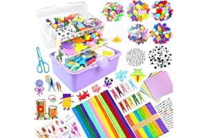 BNUZEIYI Lavoretti Creativi per Bambini DIY Art Craft Set Scatola Lavoretti Bambini a 3 Strati Scovolini Materiali per Scuola Regali Giochi Creativi Ragazzo Ragazza 4-8, 8-12 Anni, Viola