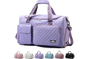 ZIOSINM Bolsa de Viaje Mujer, Bolsa Deporte Hombre, Gimnasio con Compartimento para Ropa Artículos Mojados y Compartimento para Calzado, Ideal para el Gimnasio, Acampadas y Escapadas (Morado)