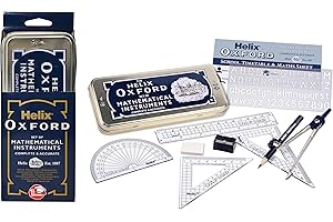 Helix Oxford Maths Set with Storage Tin - 10 Piece Maths Equipment Set