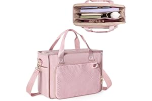 Prokva Bible Cover Bag with 2 Side Pockets, Large Bible Carrying Tote for Women, Church Bag Bible Purse for Bible Studying Christian, Pink