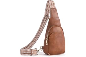 CLUCI Sling Bag Sac de poitrine pour femme en cuir PU Sac bandoulière Petit sac de sport pour sports de plein air, voyage, shopping Sac à bandoulière avec bandoulière réglable,2-marron