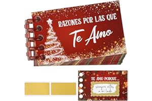 GEBETTER Regalo Navidad Pareja, 25* Tarjetas Te Amo Español + 24* Pegatinas Rasca + 1* Canutillo Encuadernar, Libreta Navideña Mujer Hombre Novia Novio Marido Manualidades Calendario de Adviento