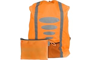 Eazy Case Sac à Dos d'écolier avec Bandes réfléchissantes, Housse de Pluie imperméable avec réflecteur et Poche pour Plus de sécurité dans la Route, Orange