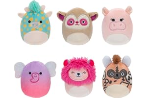 Squishville by Original Squishmallows Safari Squad Plush - Six 2-Inch Squishmallows Plush Including Parson, Ridelle, Deeto, Jace, Darius, and Beijo - Toys for Kids