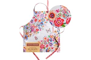 Maison d' Hermine Grembiule da cucina, 100% cotone, 1 pezzo con collo regolabile, tasca centrale per donna/uomo, chef, cucina