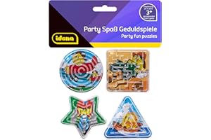 Idena - Jeu de Patience, 4 pièces, Petits labyrinthes en différentes Formes et Couleurs, avec Motifs Amusants de Fond Emoji, Taille Moyenne Environ 6 cm, env. 40430