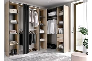 DMORA Guardaroba Grande Bestone, Mobile Camera da Letto, Cabina Armadio portabiti, Armadio Appendiabiti, 234x141 h205 cm, Antracite e Rovere