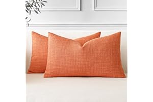 JOTOM Juego de 2 Fundas de Cojín 40x60 cm Lino Naranja Fundas de Almohada Decorativas 16x24 Pulgadas Cuadradas Funda de Cojín Decoración del Hogar para Sofá Cama