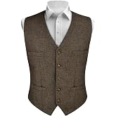 AUYAO Tweed Wool Vest, Casual Herringbone Grooms Wedding | Wool Herringbone Suit, Wedding Grooms, Casual