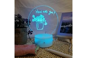 ZARA WORLD 7 Colour LED Message Writing Note Board with 2 Pens Light Box Wedding Anniversary Romantic Gifts Christmas Valentine's Day Art Erasable Night Light Gift Ideas USB (Round Blank, White Base)