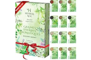 HERBAL AGE 12 Variétés de Plantes d'Herbes, 8700 Graines d'Herbes, Idée Cadeau Homme et Femme, Kit de Jardinieres Exterieur Pour Adultes, Enfants, Débutants, Menthe, Persil, Basilic, Romarin