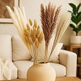 TIED RIBBONS Set of 100 Pcs Natural Dried Pampas Grass Contains Real Rabbit Bunny Tail Reed Pampas - Boho Bouquet Artificial
