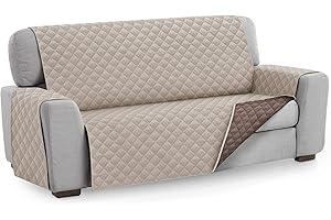 TEXTIL-HOME Textilhome - Housse de Canapé Protecteur Malu, Taille 4 Places. Housse Matelasse Réversible. Couleur Beige
