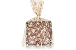 Italpak Sacchetti Trasparenti Natalizi, Buste Celophan per Caramelle, Biscotti, 25x40cm, 50 pezzi, Colore Oro