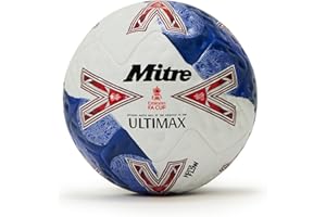 Mitre Ballon de Football FA Cup Main R Ultimax Pro 2526 Unisexe pour Adulte, Blanc/Bleu/Rouge, 5