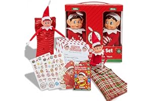 Topline 2 Poseable Elves Behaving Badly Toy Set with Sleeping Bags, Stickers, Snap Cards & 25 Reports - 2x12” Christmas Elves for Kids - Naughty Boy and Girl Christmas Elf Box
