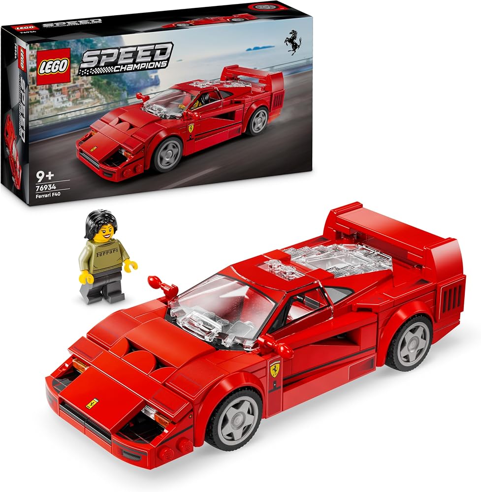 LEGO Speed Champions Ferrari F40 Süper Araba 76934 | 9 Yaş ve Üzeri Çocuklar için Sürücü Minifigürü İçeren Oyuncak Yapım Seti, Hediye Fikri (318 Parça)