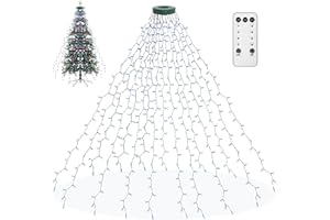 Aneeway Christmas Tree Lights - Cold White 400LED 2m 16 Strand String Lights with Memory and 8 Lighting Modes for Indoor/Outdoor Decoration