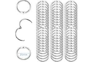 ROEOWENE 150pcs Anillas de Encuadernación 25mm Hojas Sueltas Anillas Anillas de Libro Metal Anillas Encuadernar Anillos de Encuadernación Bisagra Anillas de Carpetas para Tarjetas,Llaveros,Manualidade
