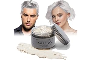 MIFELOY Weiß Haartönung Temporäre Haarfarbe 4,23 Unzen, Instant Hair Cream Mud Natürliche Frisur Pomade, Männer Frauen Styling Haartone Wax, Haar Wachs für Party Cosplay Halloween