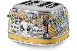 Ariete 156 Positano brödrost, 1630 W, 4 skivor, 6 nivåer av förgyllning, smulbricka, avfrostningsfunktion, automatisk utstrål
