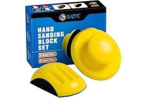 S SATC SATC Sanding Blocks 5 Inch Hook and Loop Sanding Block 2 PCS Round and Mouse Hand Sanding Block for Wood Furniture Restoration Home Arts and Crafts