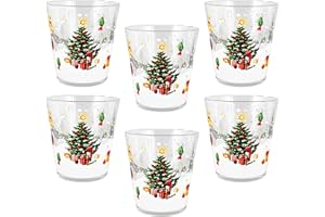 ARCA, Set di 6 Bicchieri Natalizi, in Vetro Rinforzato, per Lavastoviglie, Resistenti e Duraturi, con Decoro Natalizio e Villaggio Innevato, Idea Regalo Natale, Decorazione Tavola, 30 cl