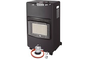 GSC EVOLUTION - Estufa de Gas Butano 4200W + Kit de conexión - Triple sistema de Seguridad, Plegable, Cerámica, Llama Azul, 3 modos, 20-80m²