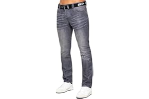 989Zé ENZO Regular Fit Pant Jeans Pantalones Vaqueros con Cinturon para Hombre