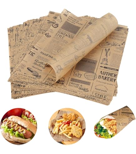 100PCS Papier D'emballage Alimentaire Blanc Papier D'Emballage Frites