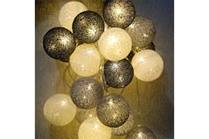 Ciskotu 3,8M Guirnalda Luces Interior 20 Bolas de Algodón con Enchufe, Luces Navidad Interior Luces de Hadas, Guirnalda Luminosa Bolas Cadena De Luces para Balcón, Ventana, Fiesta, Boda, Navidad
