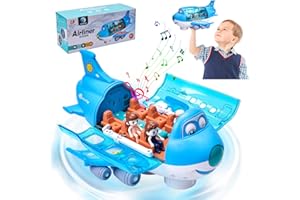 xinrongda Aeroplani Giocattolo con Luci Lampeggianti a LED, Set da Gioco per Bambini, Ragazzi, Bambini, Regalo di Natale e Compleanno (Blu)