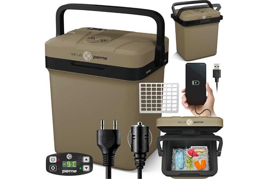 peme Nevera Portátil Eléctrica para Coche Camping Frigorífico Viaje Auto 12V Termoeléctrica con Enchufe Silenciosa Portatil C