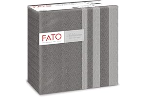Fato - Tovaglioli in Carta a secco, Airlaid, Effetto Tessuto, Confezione da 50 tovaglioli, Formato 40x40 piegato in 4, Decoro Tweed Nero