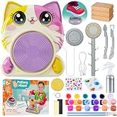 Roaxkois Electric Pottery Wheel for Kids - DIY Pottery Set with Clay, Colors, Tools, Apron and Stickers, Mini Potter's Wheel