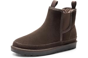 Bruno Marc Men's Winter Snow Boots FuzzyGo Rugged Suede Leather Cold Weather Warm Chelsea Outdoor Boots