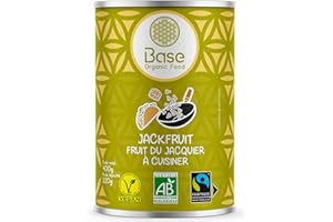 Jackfruit Bio en Morceaux À Cuisiner 430g - 220g Égoutté | Sans additifs | Sans OGM | Vegan Équitable | Vegetarien | Végétalien | Sri Lanka |Fruit Exotique Salé | Fruit du jacquier |BASE ORGANIC FOOD