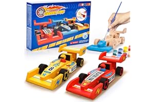 Atoylink 3 Pièce Voiture de Course Bricolage Construire Voiture en Bois Peindre Jouet Kit de Loisir Creatif Activites manuelles pour Enfant Garçons 5 6 7 8 9 10 Ans