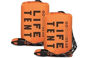 Go Time Gear Survival Life Tent • 2 Person Mylar Emergency Shelter Tube Tent + Paracord • All-Weather Protection for Camping, Hiking, & Survival Kits • Includes Emergency Whistle