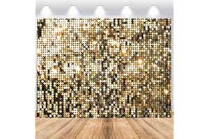 ASDCXZ Gold Hintergrund 3x2.5m, Goldener Glitter Pailletten Traum Fotowand, Vinyl Fotobox Hintergrund für Geburtstag, Hochzeit, Abschluss, Ball, Party, Portrait Fotostudios