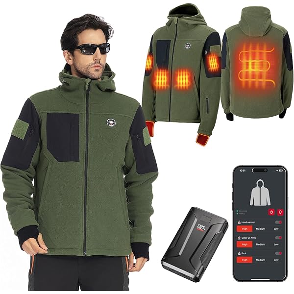 KEMIMOTO Verwarmd vest voor heren, elektrisch USB-verwarmd vest met 3 standen instelbare temperatuur, batterij verwarmingsjas met 6 verwarmingszones voor outdoor, wandelen, motorrijden, Zwart, M