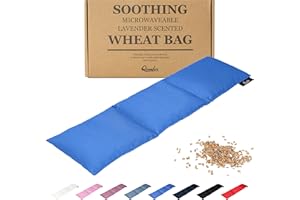 Qomfor Large Wheat Bag for Pain Relief - Microwavable Heat Pack with Lavender - Flexible Heat Pad for Back, Neck, Shoulder, Period Pain Relief - Soft & Soothing Heated Neck Warmer (Blue)