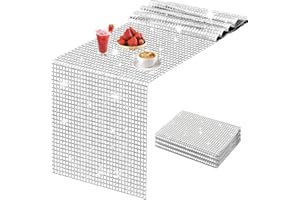 CTYUEYUN Disco Party Tischläufer,30x275cm Silber Discokugel Tischdecke mit Glitter Pailletten Vintage 70er 80er Thema,Glitzernde Tischdecke für Feier für Disco-Partys Bälle,Hochzeiten,Tischdekorationen