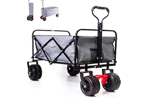 GLOBEWOLF Outdoor FOLDING Trolley and WHEATHERPROOF COVER Heavy Duty Foldable Cart with Brakes, Padded Base Travels with 80kg Load - Fold Up 4 Wheel Utility Trailer for Festival, Beach, Camping, Garden, Fishing